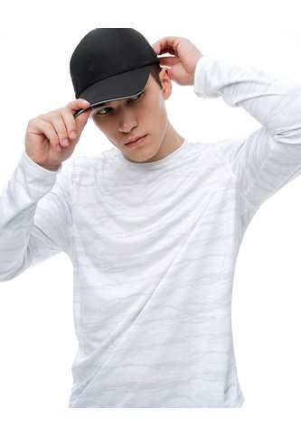 Camiseta Regular Manga Larga Blanca Estampada Hombre Blanco Gef