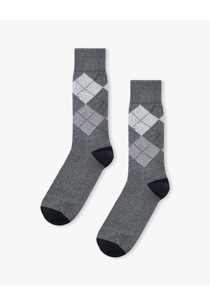 Medias Hombre Largas Gris Rombos