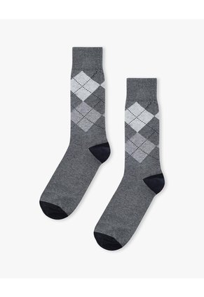 Medias Hombre Largas Gris Rombos