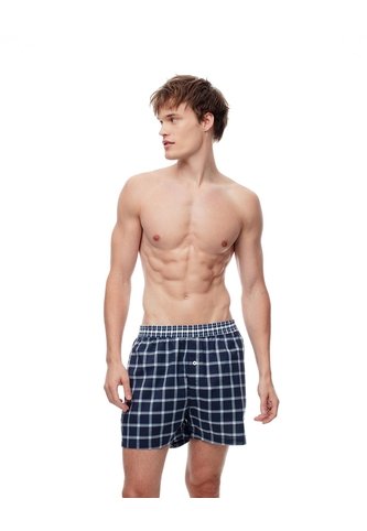 Bóxer Medio Algodón Amplio Cuadros Hombre Azul Gef
