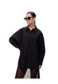 Camisa Manga Larga Oversize Algodón Negra Mujer Negro de Gef