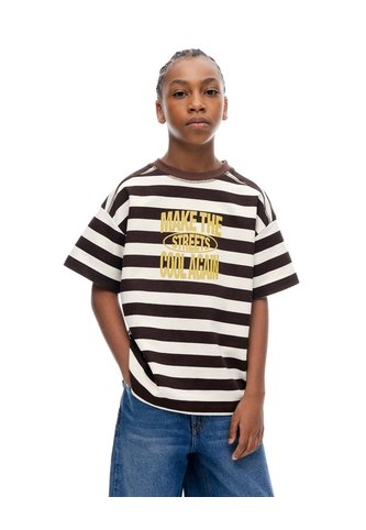 Camiseta Regular Manga Corta Café Rayas Niño Cafe Gef