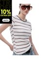 Camiseta Slim Algodón Rayas Mujer Blanco de Gef