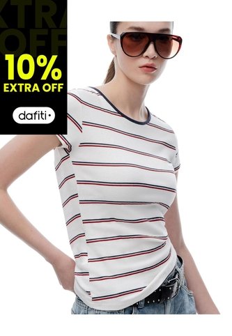 Camiseta Slim Algodón Rayas Mujer Blanco Gef