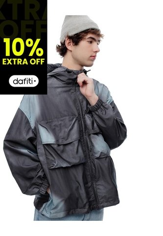Chaqueta Liviana Utilitaria Estampada Hombre Gris Gef