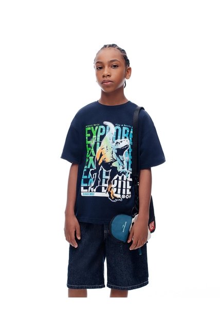 Camiseta Regular Jurassic World Azul Niño Azul