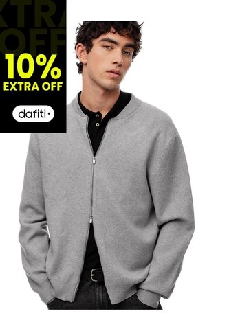 Chaqueta Bomber Regular Cierre Doble Gris Hombre Gris Gef