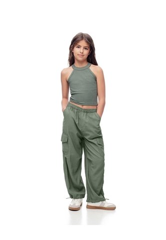 Jogger Cargo Tiro Medio Verde Niña Verde Gef