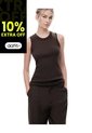 Camiseta Esqueleto Slim Rib Algodón Café Mujer Cafe de Gef