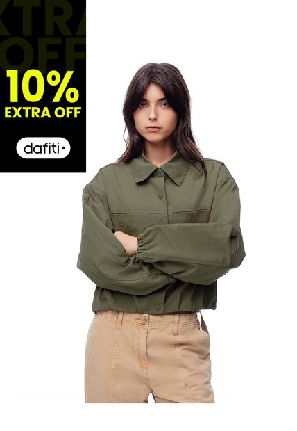Chaqueta Regular Drill Verde Mujer Verde
