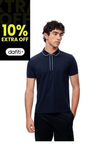 Polo Half Zip Regular Azul Hombre Azul Gef