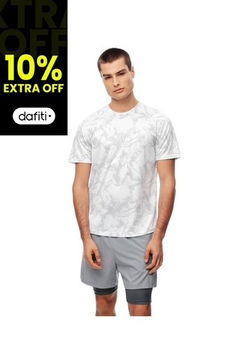 Camiseta Deportiva Control Humedad Estampada Hombre Blanco Gef