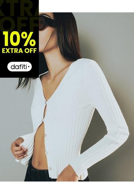 Suéter Slim Rib Blanco Mujer Blanco