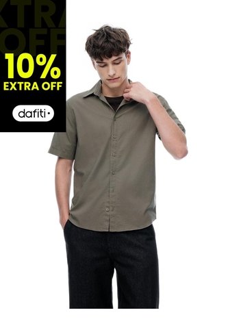 Camisa Regular Manga Corta Café Hombre Cafe Gef