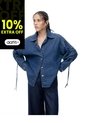 Camisa Oversize Manga Larga índigo Medio Mujer Azul Oscuro de Gef
