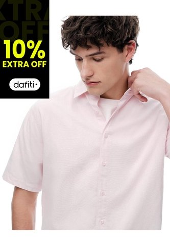 Camisa Regular Manga Corta Palo De Rosa Hombre Rosa Claro Gef