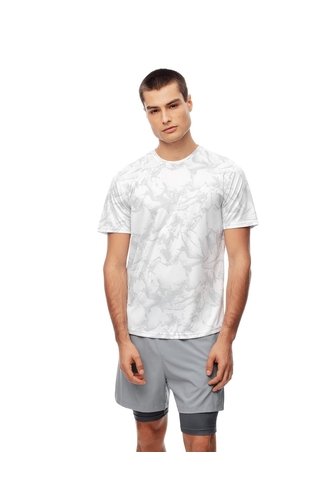 Camiseta Deportiva Control Humedad Estampada Hombre Blanco Gef
