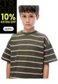 Camiseta Regular Manga Corta Verde Rayas Niño Verde de Gef