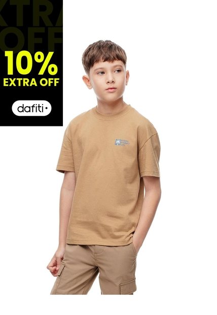Camiseta Regular Algodón Habana Estampada Niño Marron