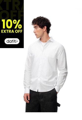 Camisa Regular Manga Larga Blanca Hombre Blanco Gef