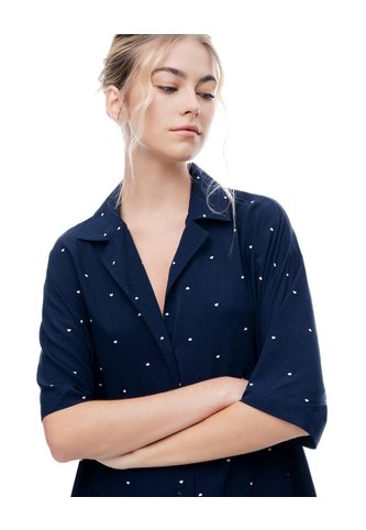 Camisa Regular Manga Corta Azul Estampado Mujer Azul Gef