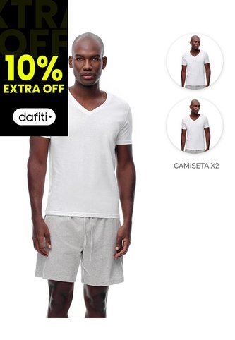 Camiseta Slim Algodón Jersey X2unds Blanca Hombre Blanco Gef