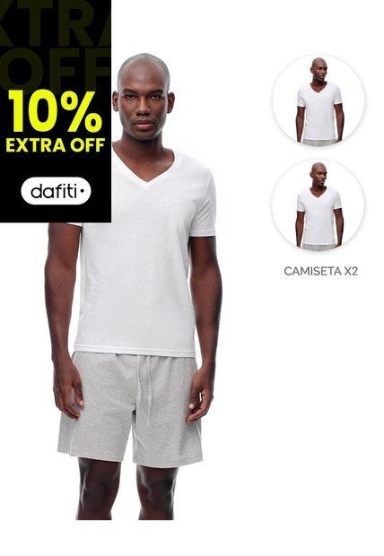 Camiseta Slim Algodón Jersey X2unds Blanca Hombre Blanco