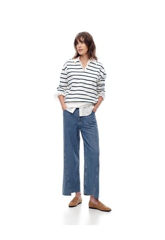 Jean Wide Leg Tiro Medio índigo Medio Mujer Azul Oscuro Gef