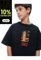 Camiseta Regular Manga Corta Negra Niño Negro de Gef