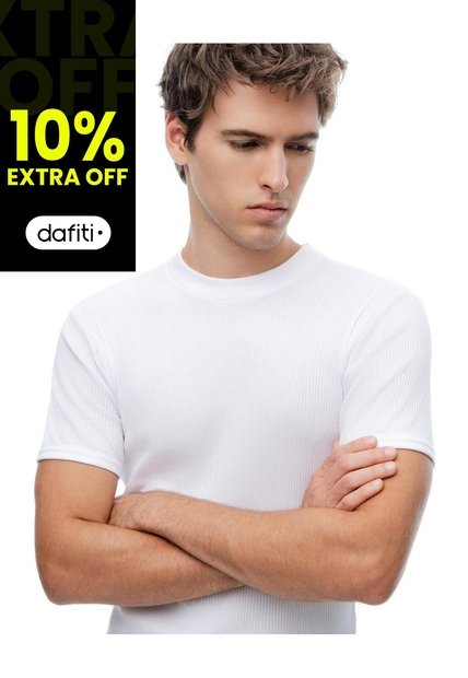 Camiseta Slim Rib Algodón Blanca Hombre Blanco