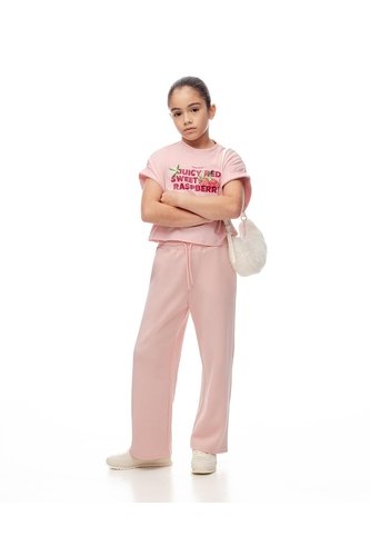 Pantalón Tiro Medio Holgado Rosado Niña Rosa Gef
