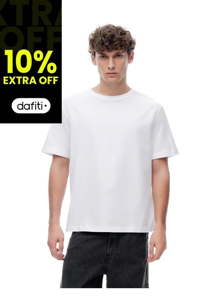Camiseta Manga Corta Oversize Algodón Blanca Hombre Blanco