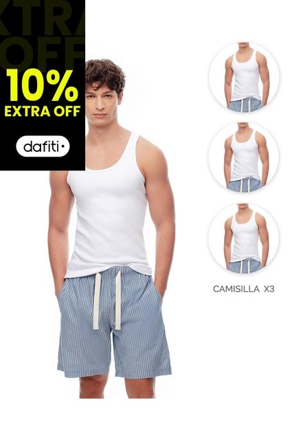 Camisilla Slim Algodón X3unds Blanca Hombre Blanco