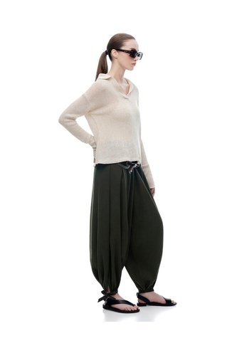 Pantalón Balloon Tiro Medio Verde Mujer Verde Gef