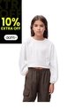 Blusa Crop Manga Larga Algodón Blanca Niña Blanco de Gef