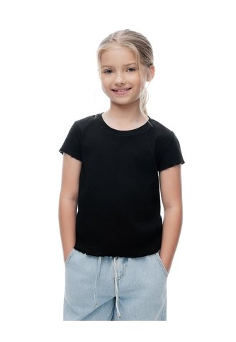 Camiseta Slim Manga Corta Negra Niña Negro Gef