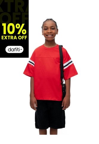 Camiseta Regular Algodón Roja Niño Rojo Gef