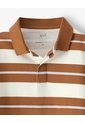 Camibuzo Tipo Polo Regular Algodón Rayas Niño Cafe de Gef