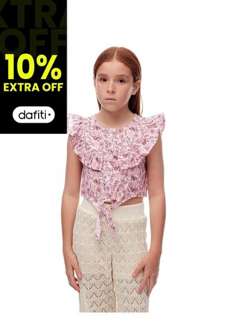 Blusa Regular Boleros Rosada Estampada Niña Rosa Gef