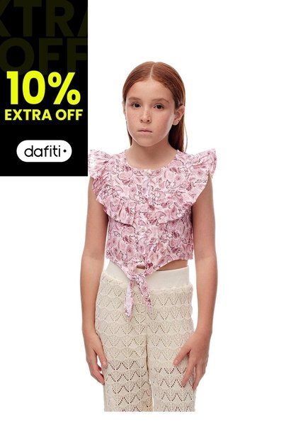 Blusa Regular Boleros Rosada Estampada Niña Rosa