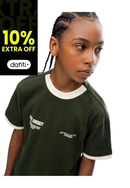 Camiseta Regular Manga Corta Verde Niño Verde