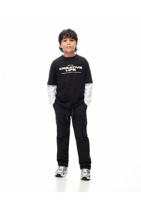 Camibuzo Regular Algodón Estampado Niño Negro