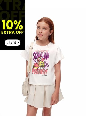 Camiseta Regular Bob Esponja Blanca Niña Blanco Gef