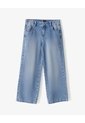 Jean Straight Tiro Alto Algodón índigo Medio Niña Azul Oscuro de Gef