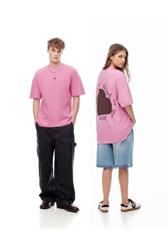Camiseta Regular Algodón Rosa Estampada Unisex Rosa Gef
