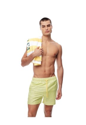 Pantaloneta De Baño Estampada Hombre Amarillo