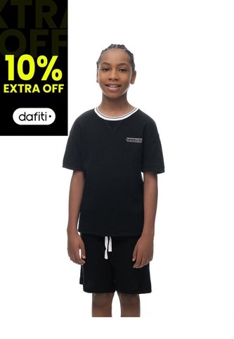 Camiseta Regular Manga Corta Negra Niño Negro Gef