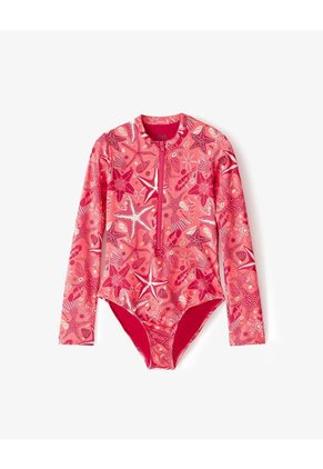 Vestido De Baño Manga Larga Estampado Niña Naranja