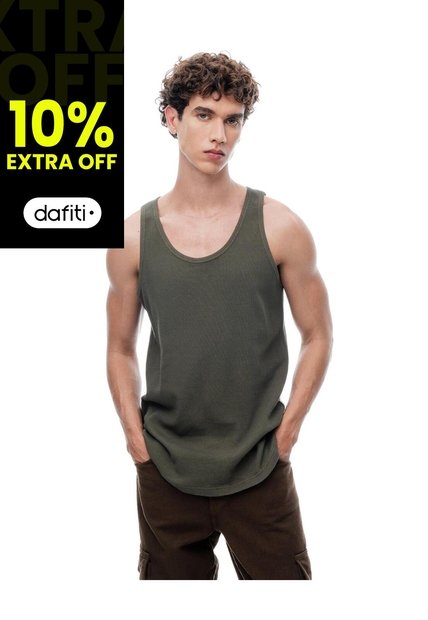 Camisilla Slim Algodón Verde Oliva Hombre Verde