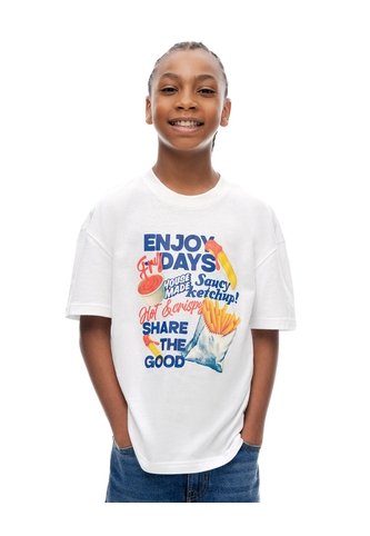Camiseta Regular Manga Corta Blanca Niña Blanco Gef